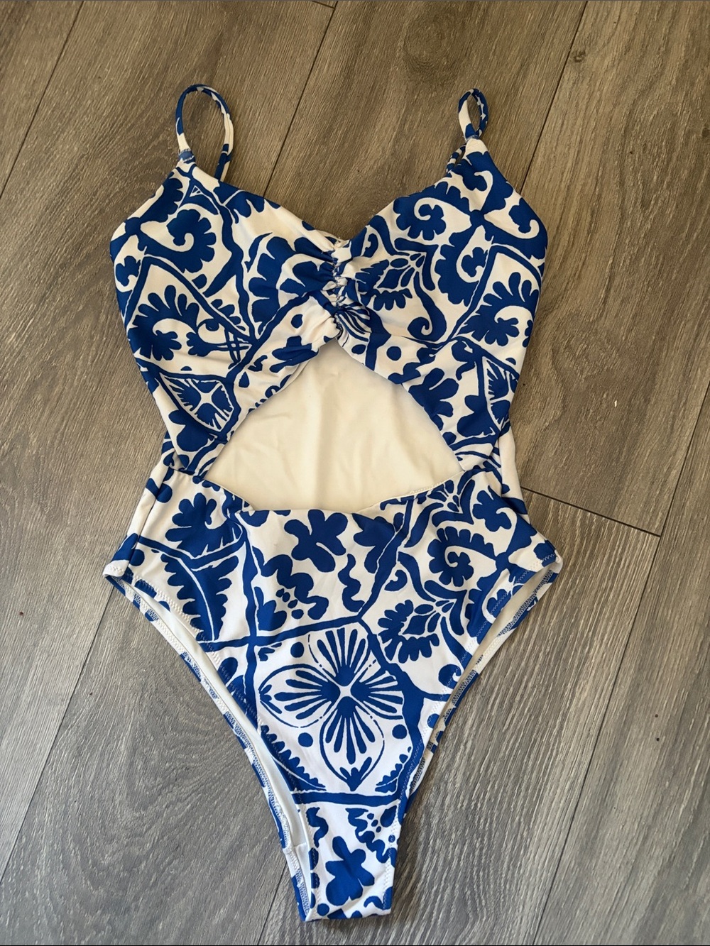 H&M Blue and White One-Piece Swimsuit dolce Mediterranean